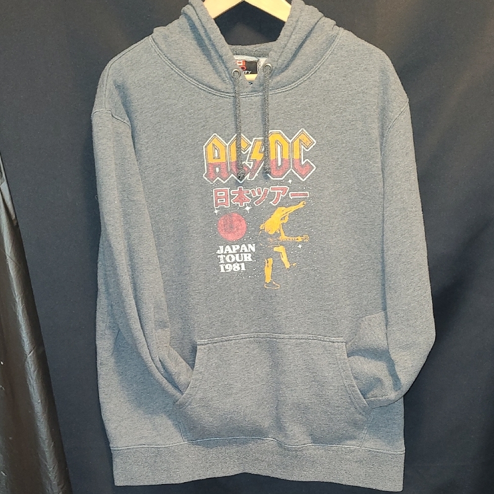 AC/DC Gray Hoodie with Japan Tour 1981 Design Retro Style XXL